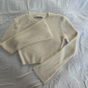 Bershka Womens Cream Cropped Sweater
